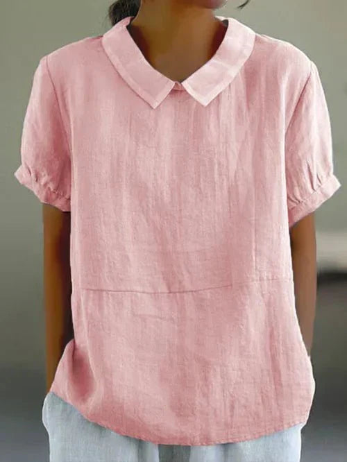 Linen Blouse in Pink – Eleanor by Maravesse