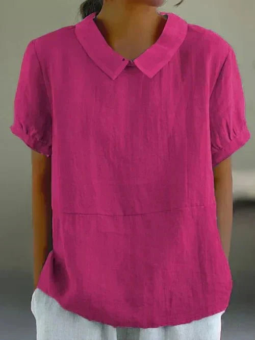 Linen Blouse in Dark Pink – Eleanor by Maravesse