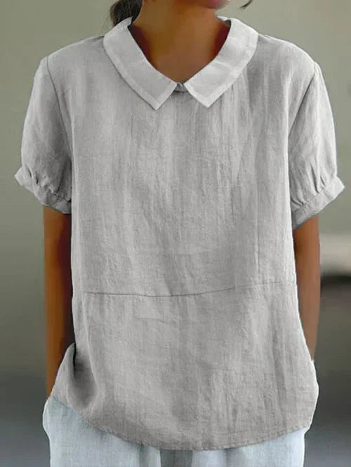 Linen Blouse in Gray – Eleanor by Maravesse