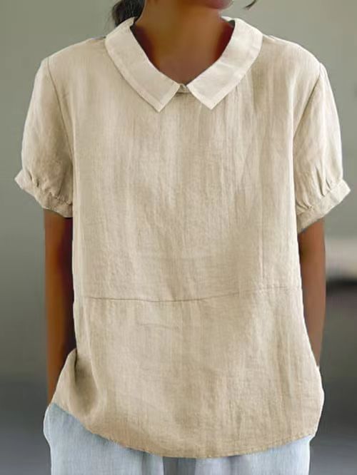 Linen Blouse in Beige – Eleanor by Maravesse