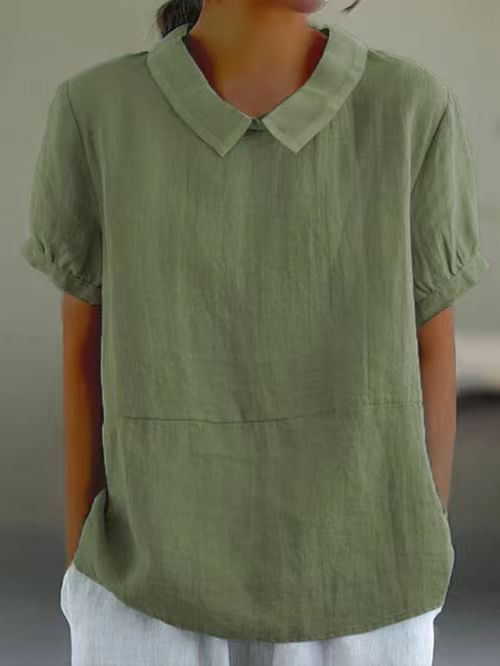 Linen Blouse in Green – Eleanor by Maravesse