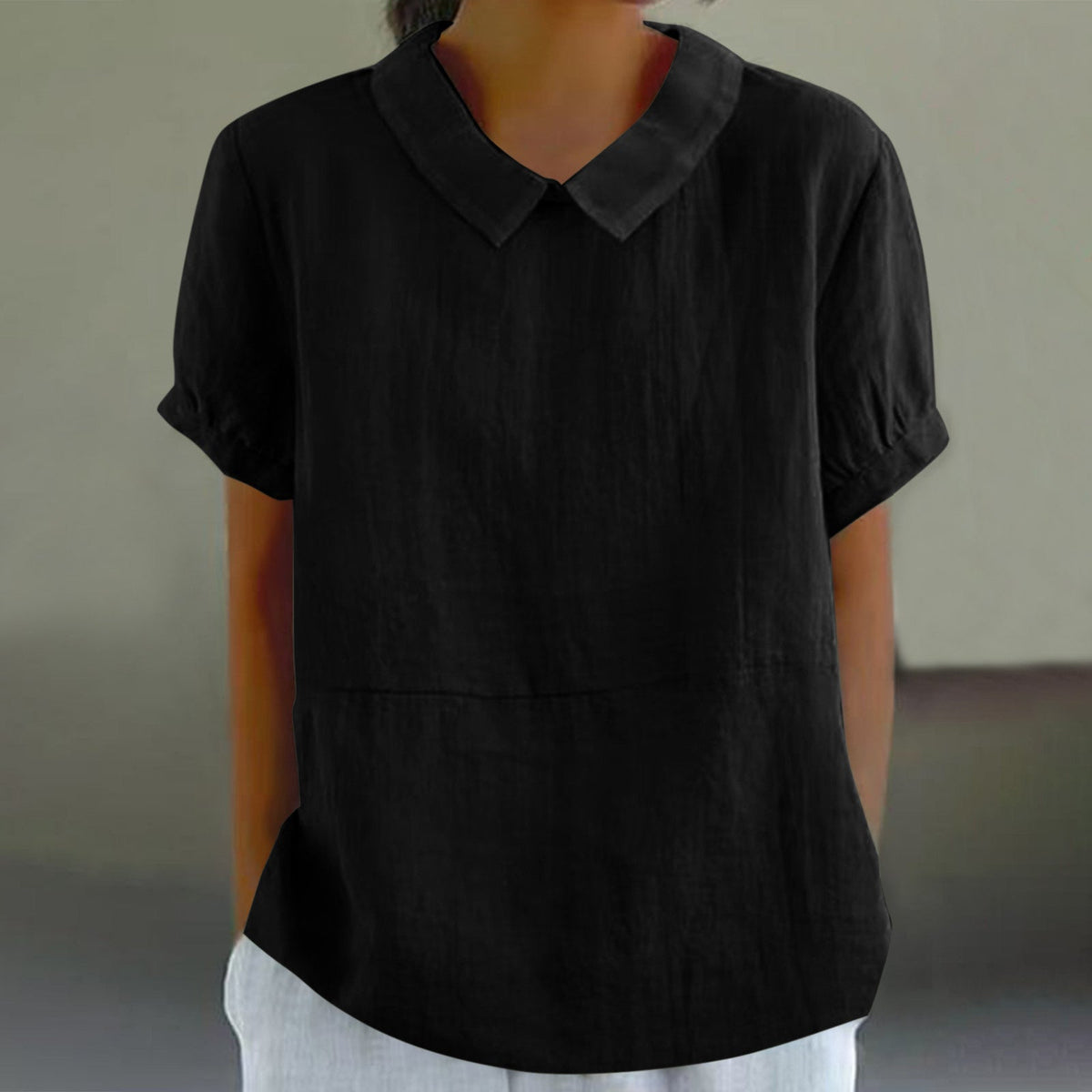 Linen Blouse in Black – Eleanor by Maravesse