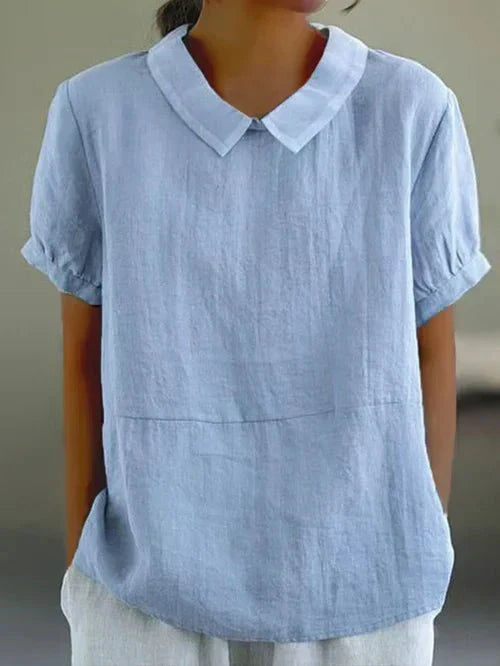 Linen Blouse in Light Blue – Eleanor by Maravesse