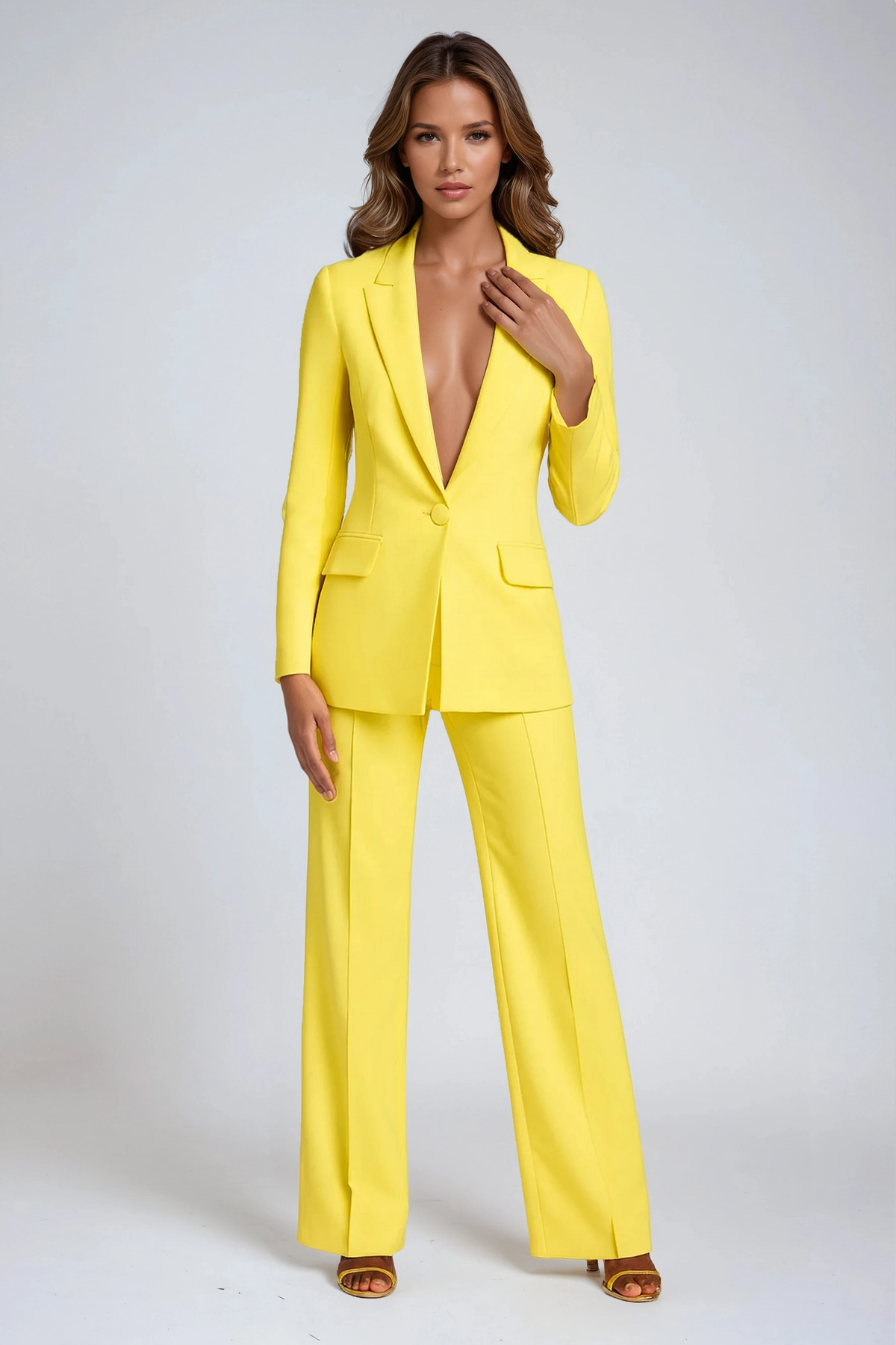 Blazer Tailored Suit in Yellow – Delphine by Maravesse