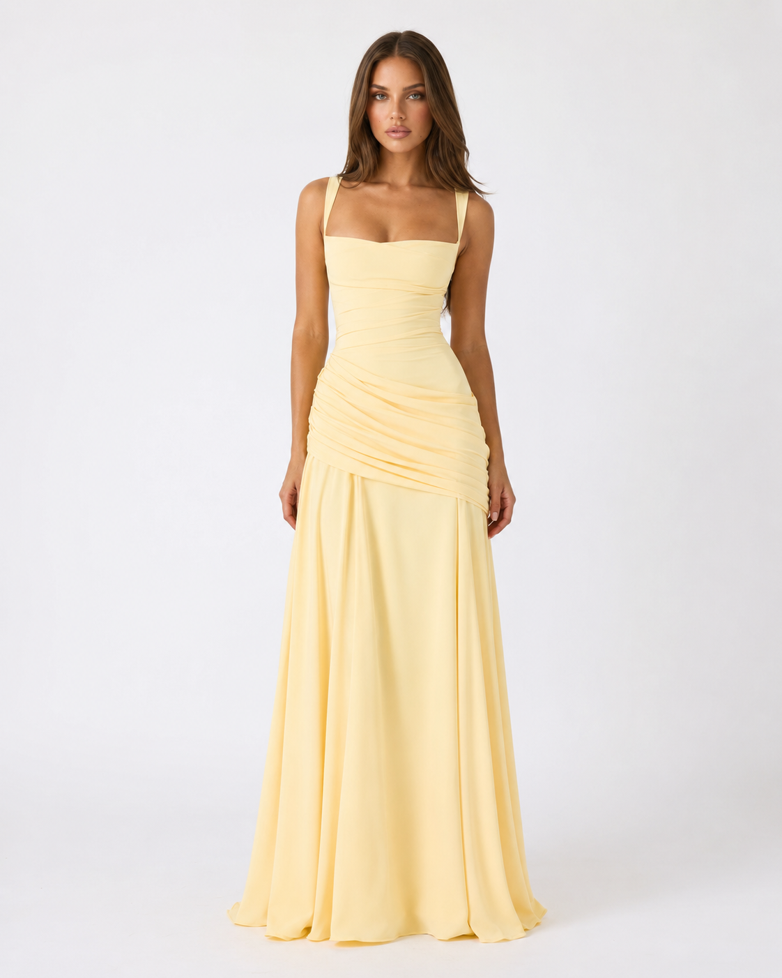 Maxi Dress in Light Yellow – Margaux by Maravesse