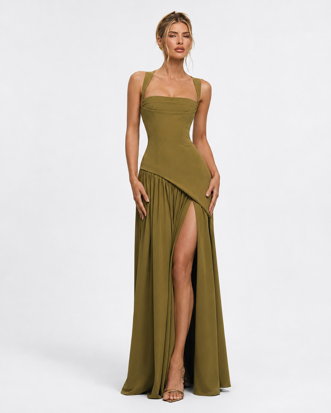 Maxi Dress in Moss Green – Ottilie by Maravesse