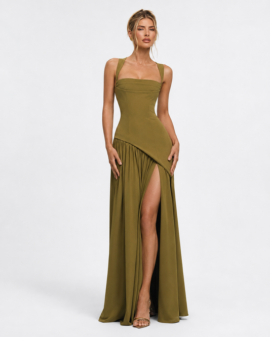 Maxi Dress in Moss Green – Ottilie by Maravesse
