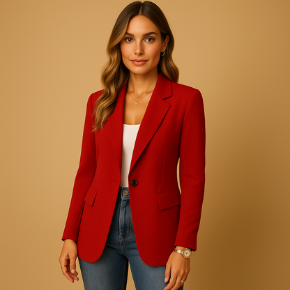 Fitted Blazer in Red – Genevieve by Maravesse
