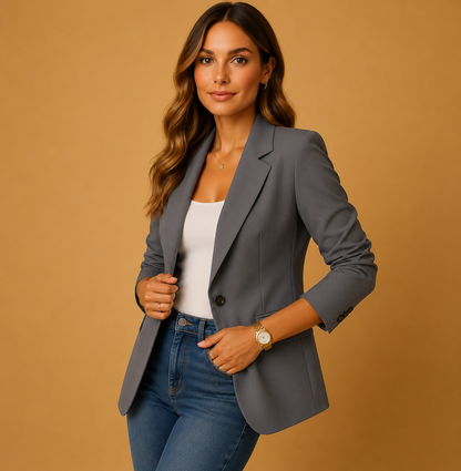 Fitted Blazer in Grey – Genevieve by Maravesse
