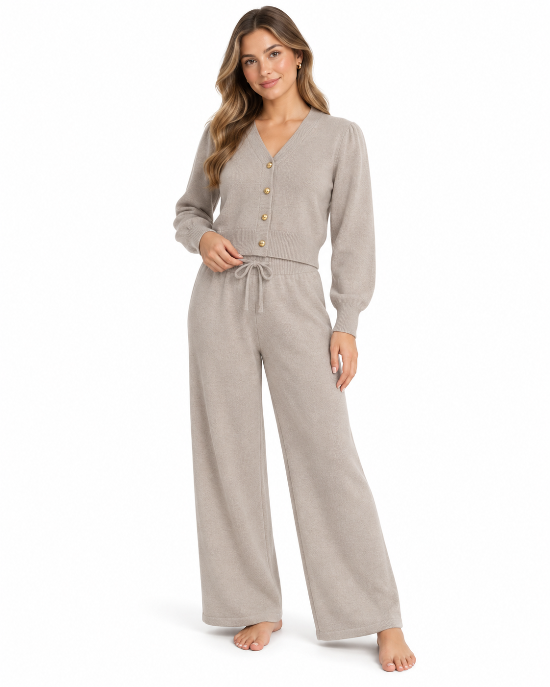 Cardigan Knit Set in Mocha Brown – Isadora by Maravesse