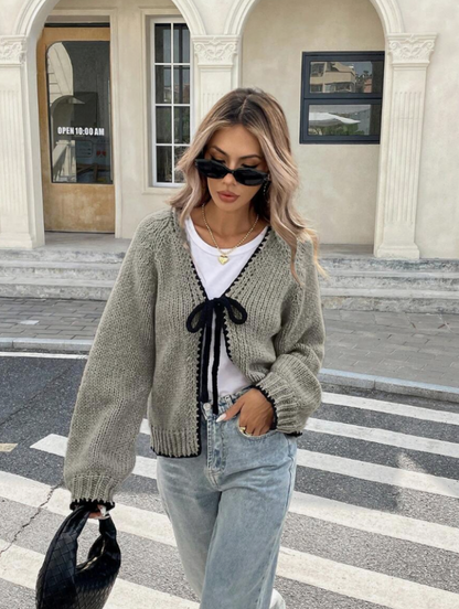 Cropped Cardigan in Grey – Augusta by Maravesse