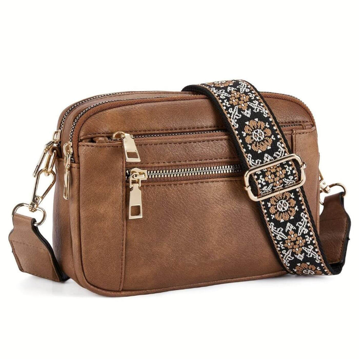 Embroidered Shoulder Bag in Brown – Lucille by Maravesse