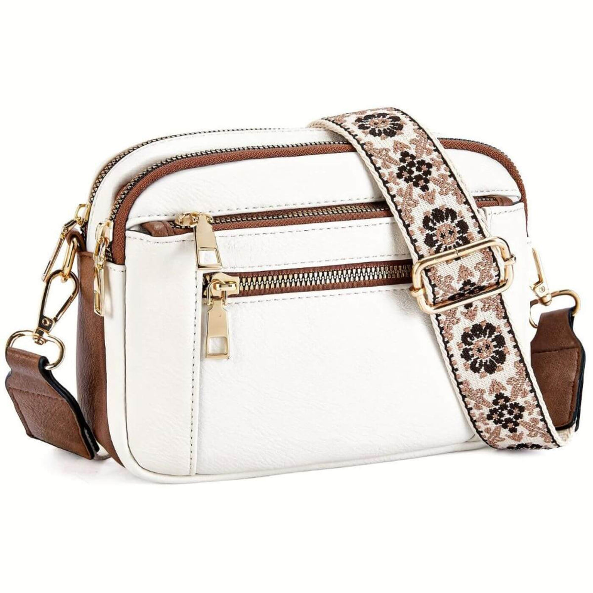 Embroidered Shoulder Bag in White – Lucille by Maravesse