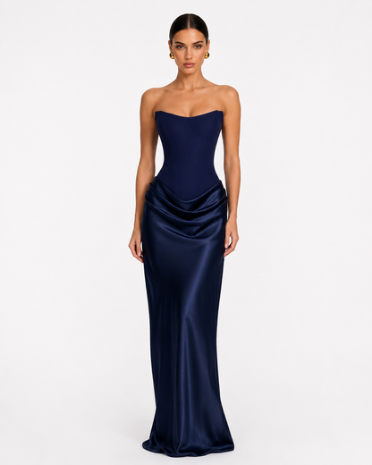 Corset Gown in Navy Blue – Siri by Maravesse