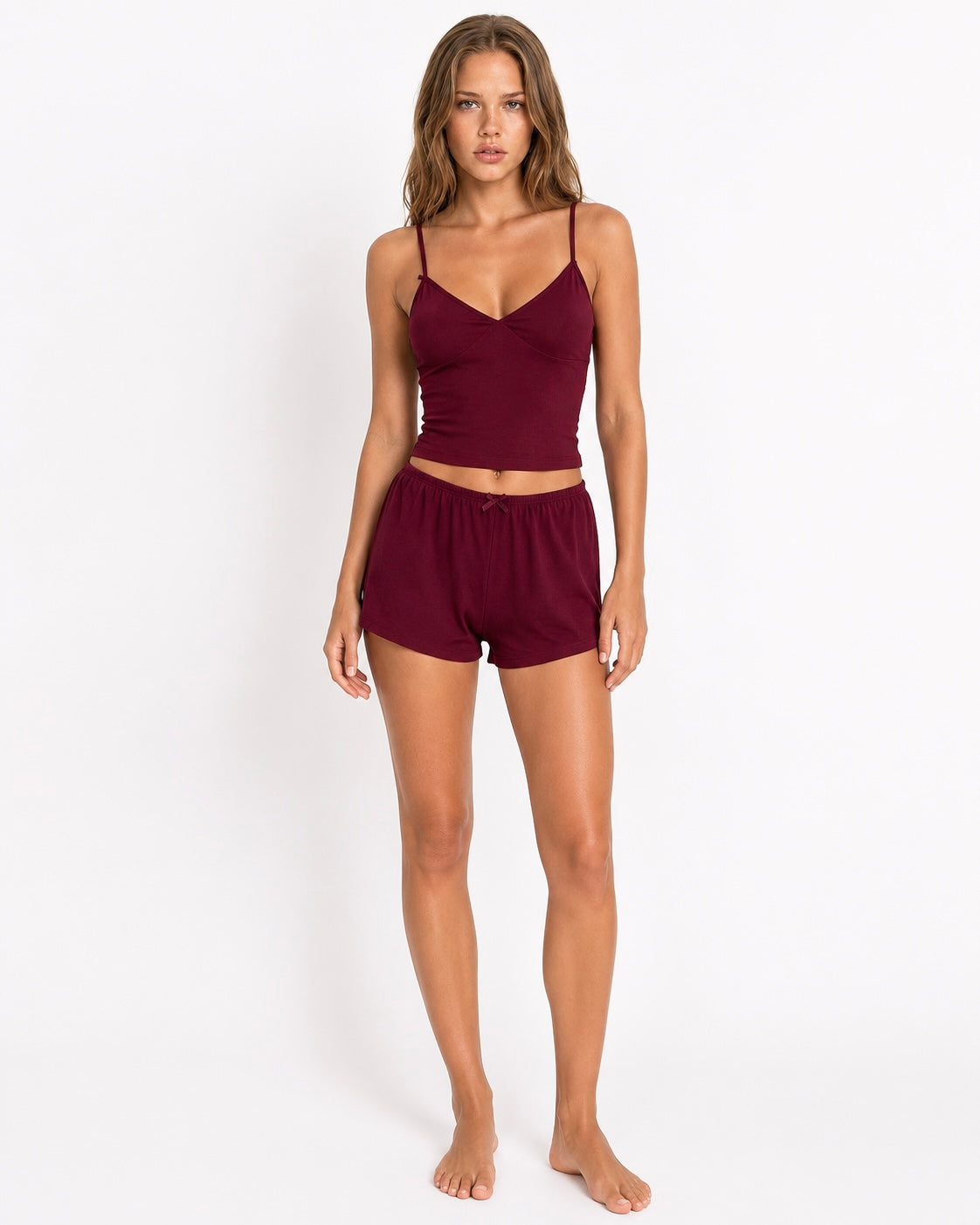 Pajama Sleep Set in Burgundy – Cordelia by Maravesse