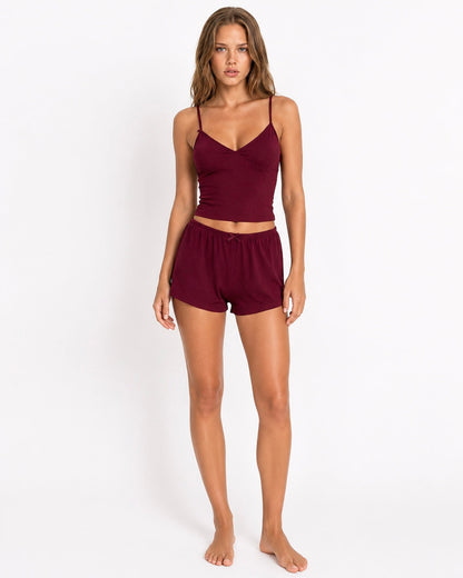 Pajama Sleep Set in Burgundy – Cordelia by Maravesse