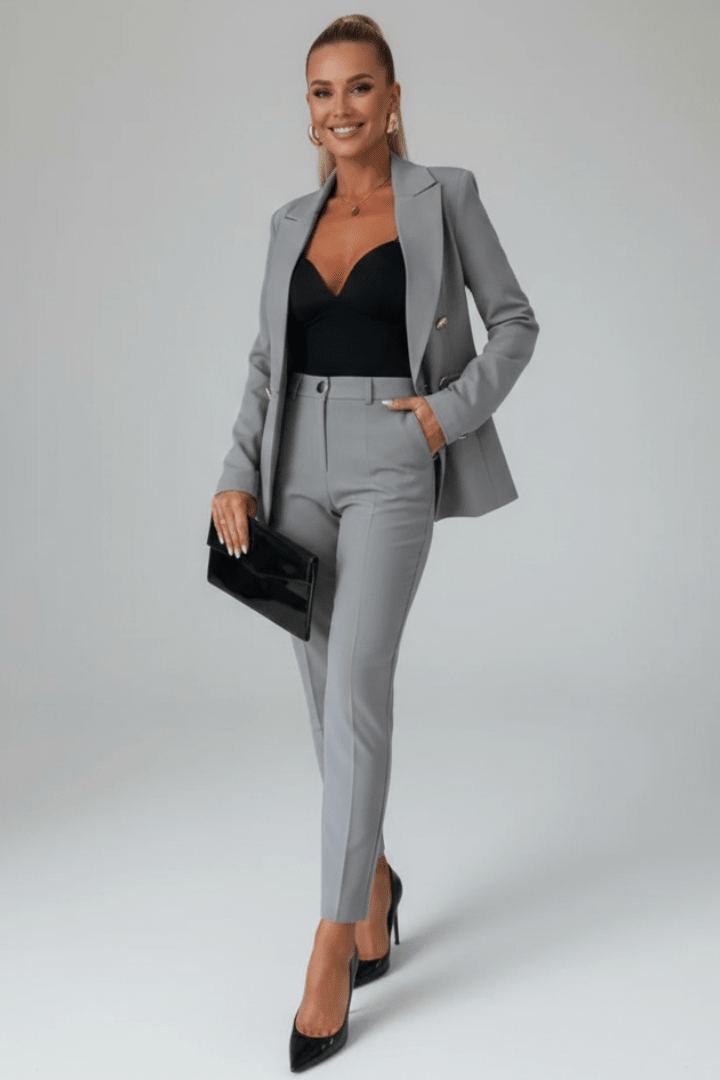 Blazer Tailored Suit in Grey – Giselle by Maravesse