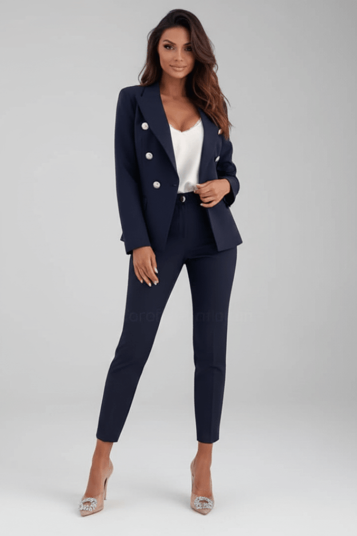 Blazer Tailored Suit in Navy Blue – Giselle by Maravesse