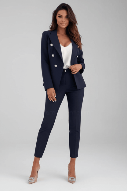 Blazer Tailored Suit in Navy Blue – Giselle by Maravesse