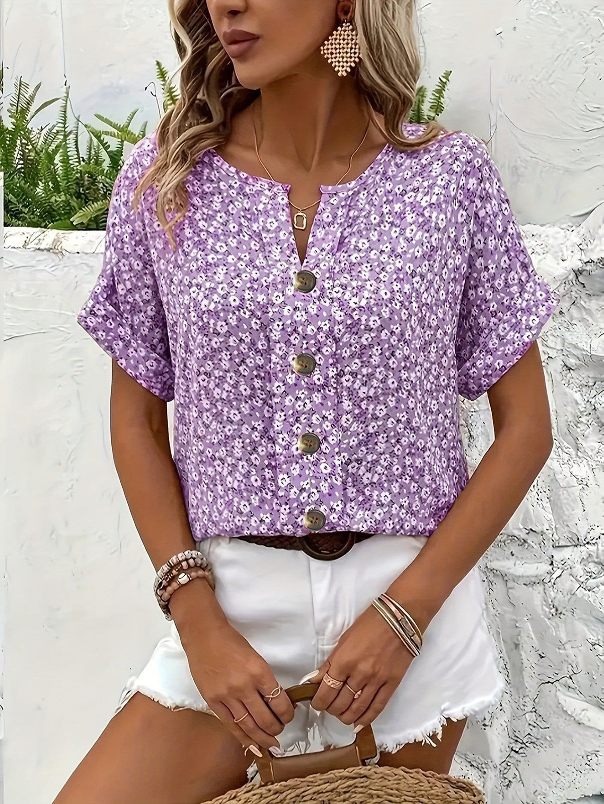 Floral Blouse in Purple – Celestine by Maravesse