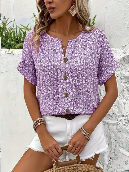 Floral Blouse in Purple – Celestine by Maravesse
