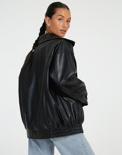 Leather Oversized Coat – Ophelia by Maravesse (8)