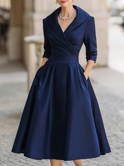 Wrap Midi Dress in Navy Blue – Helene by Maravesse