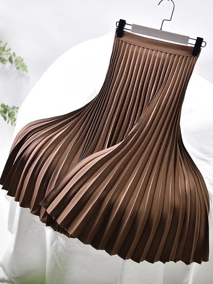 Pleated Pleated Skirt in Brown – Margaux by Maravesse