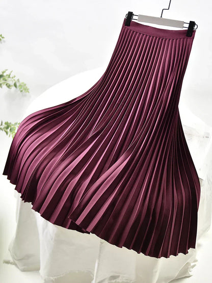 Pleated Pleated Skirt in Wine red – Margaux by Maravesse