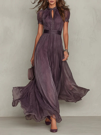 Lace Satin Maxi Dress in Purple – Vera by Maravesse