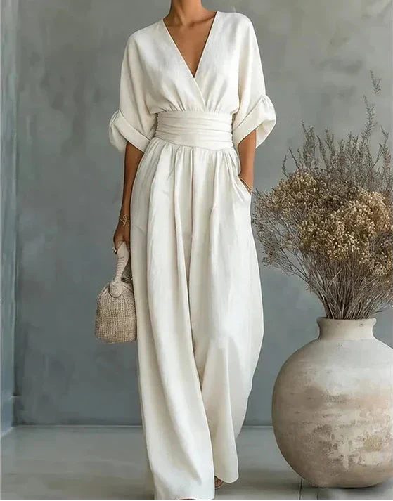 Wrap Jumpsuit in White – Juliette by Maravesse