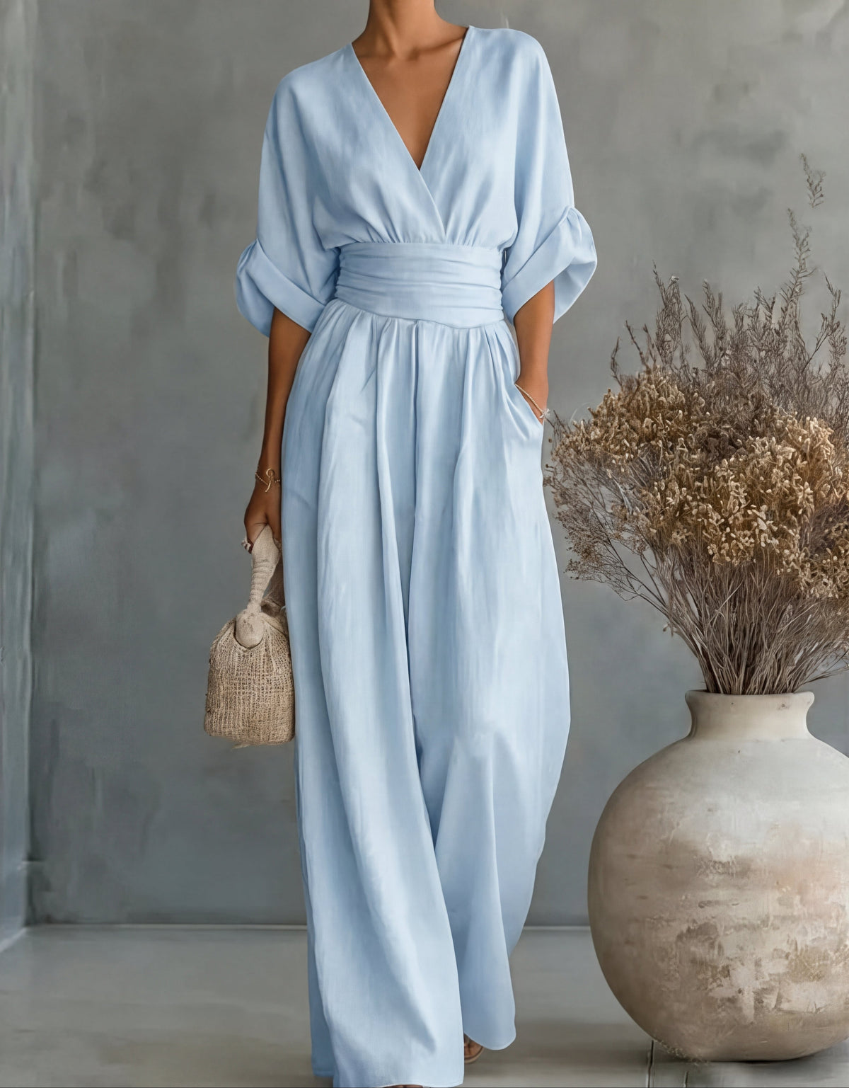 Wrap Jumpsuit in Sky Blue – Juliette by Maravesse