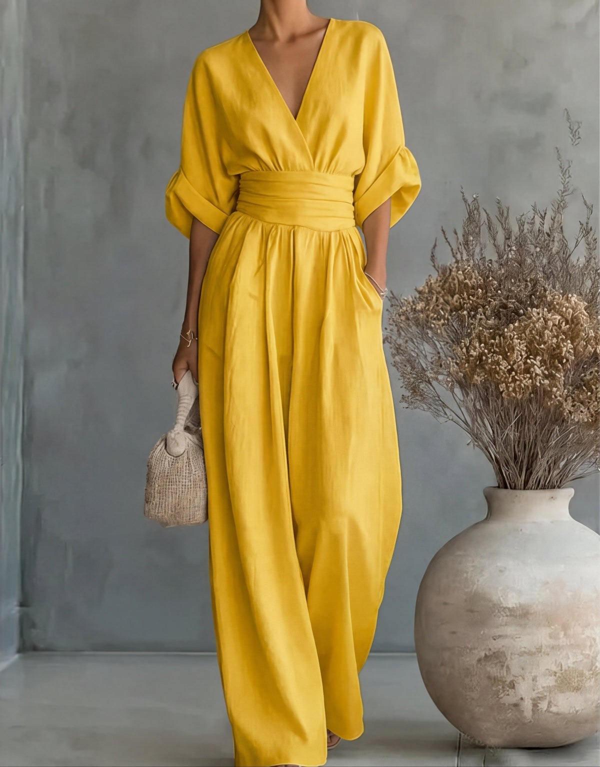 Wrap Jumpsuit in Yellow – Juliette by Maravesse