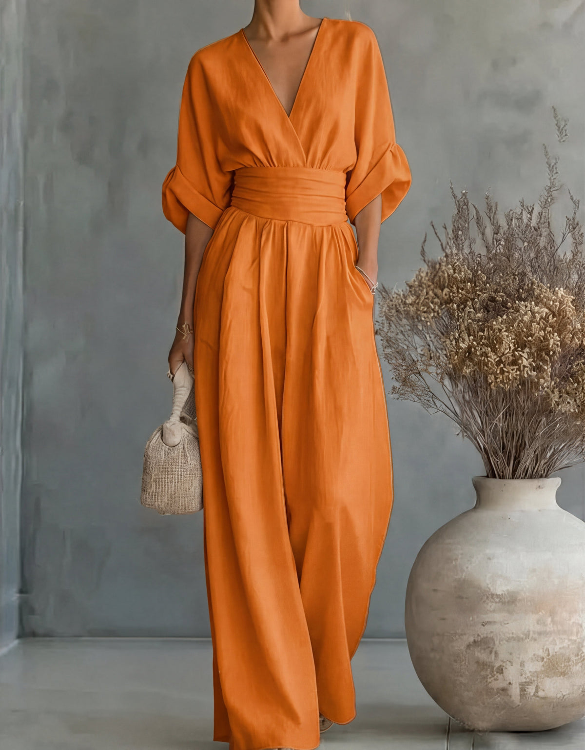 Wrap Jumpsuit in Orange – Juliette by Maravesse