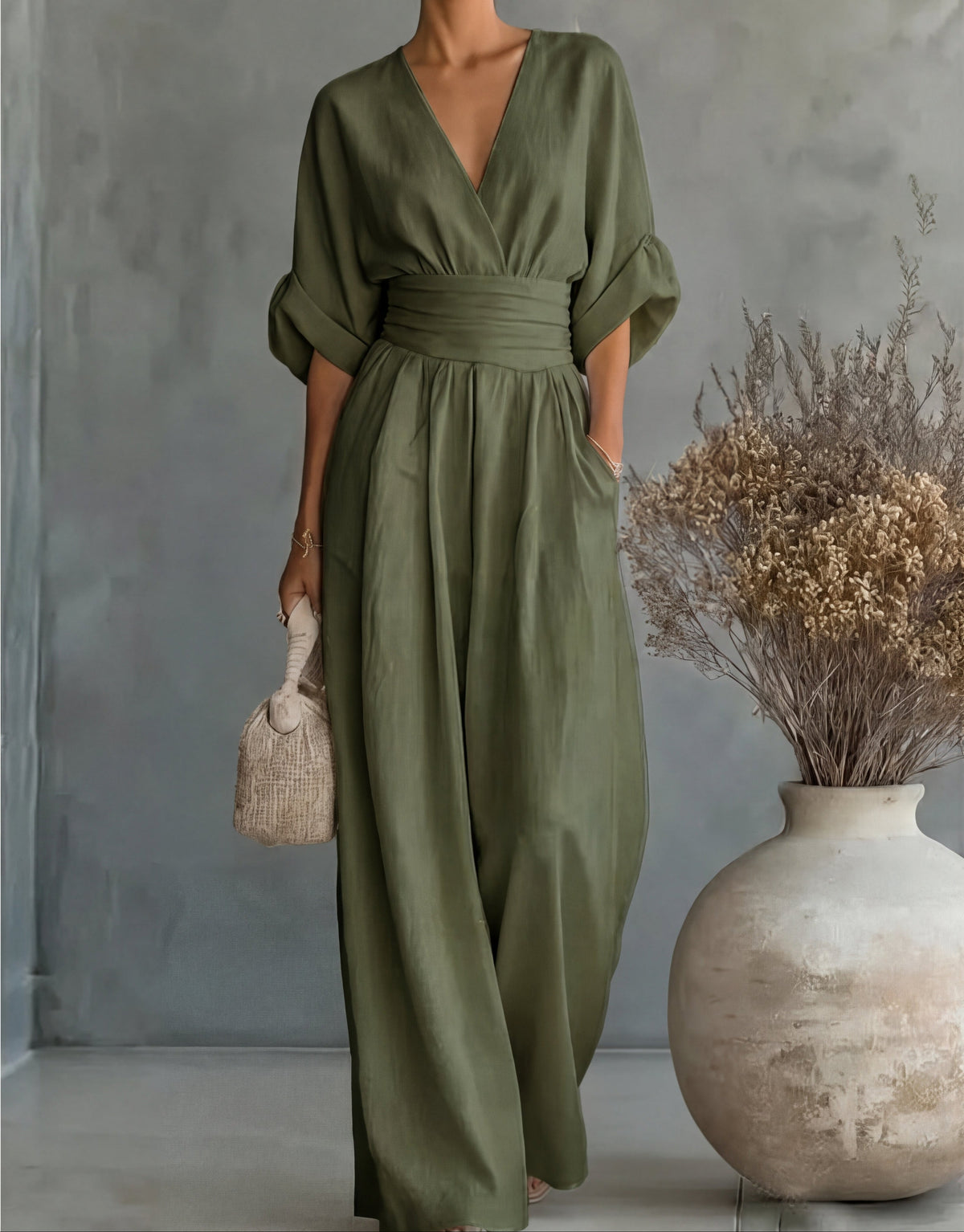 Wrap Jumpsuit in Green – Juliette by Maravesse