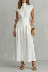 Antoinette | Linen Belted Midi Dress for Holidays