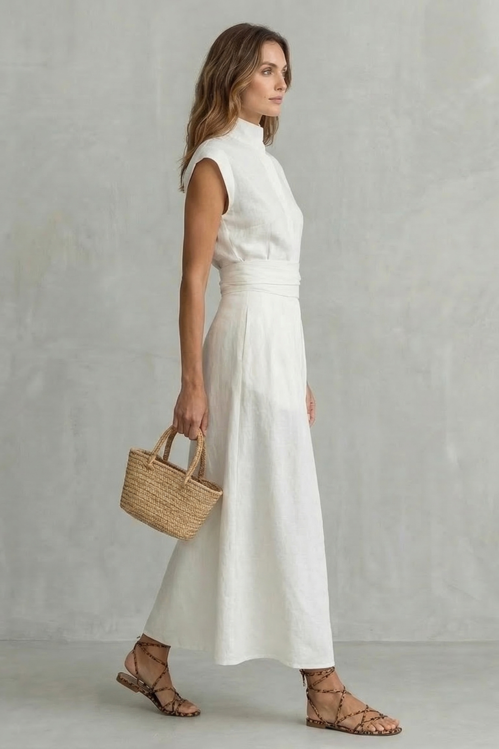 Linen Belted Midi Dress – Antoinette by Maravesse (3)