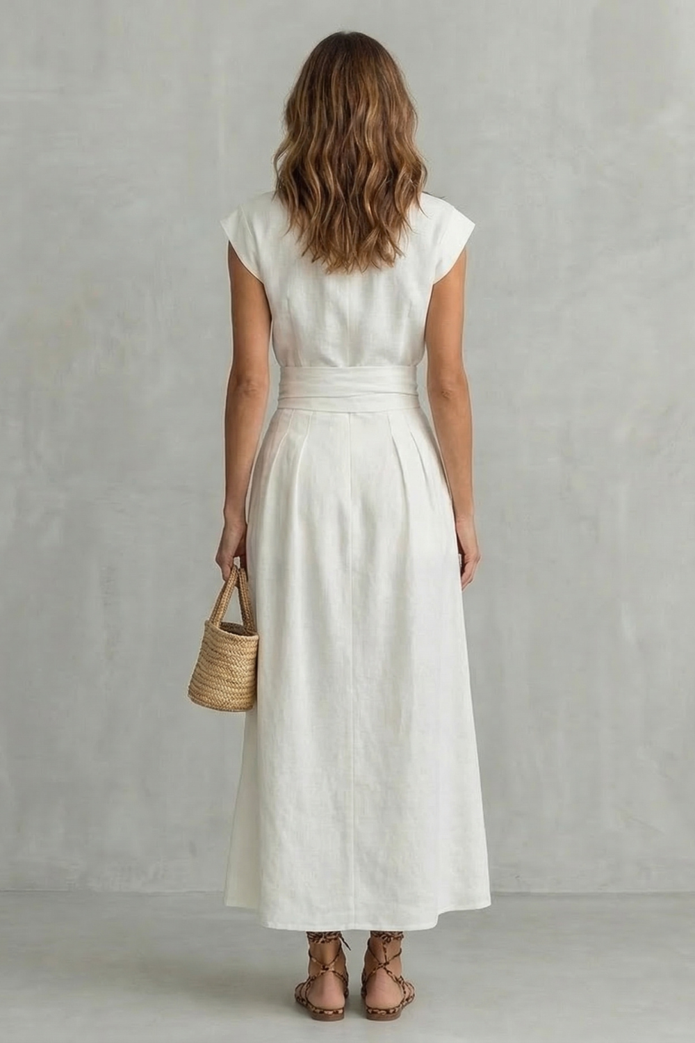 Linen Belted Midi Dress – Antoinette by Maravesse (4)