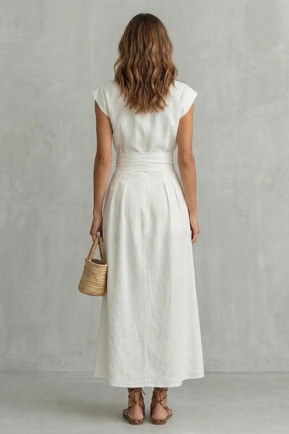 Linen Belted Midi Dress – Antoinette by Maravesse (4)