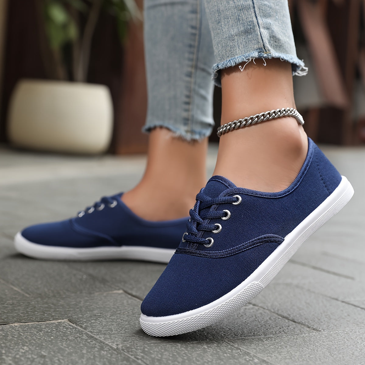 Vintage Lace Sneakers in Blue – Henrietta by Maravesse