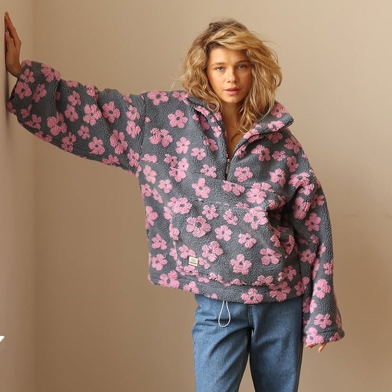Floral Teddy Jacket in Pink – Vivienne by Maravesse