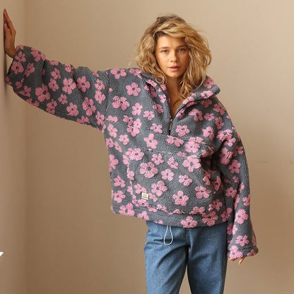 Floral Teddy Jacket in Pink – Vivienne by Maravesse
