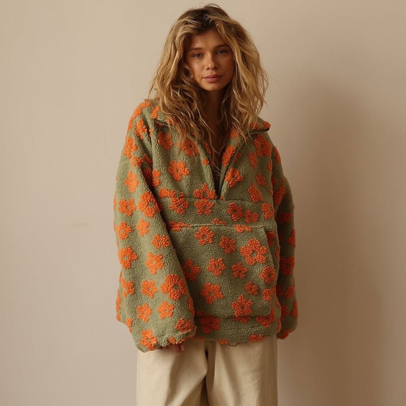Floral Teddy Jacket in Orange – Vivienne by Maravesse