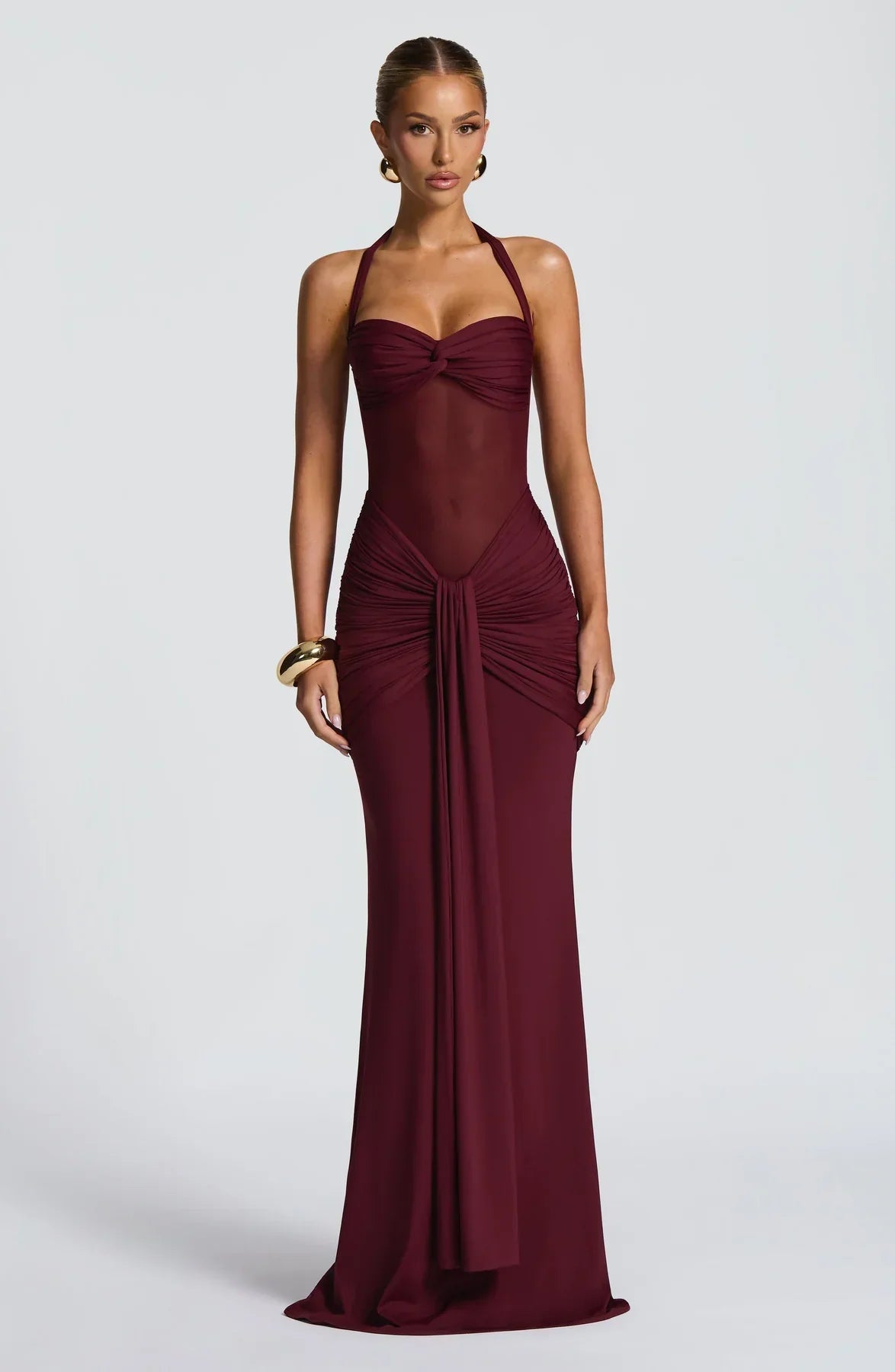 Hourglass Maxi Dress in Burgundy – Capucine by Maravesse