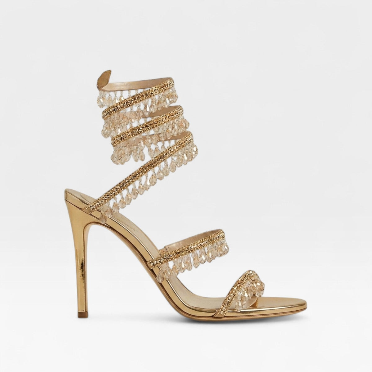 Crystal Strappy Heels in Gold – Celine by Maravesse