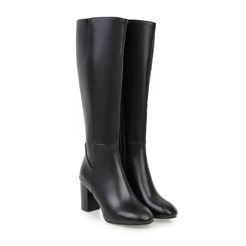 Knee High Leather Boots in Black – Odette by Maravesse