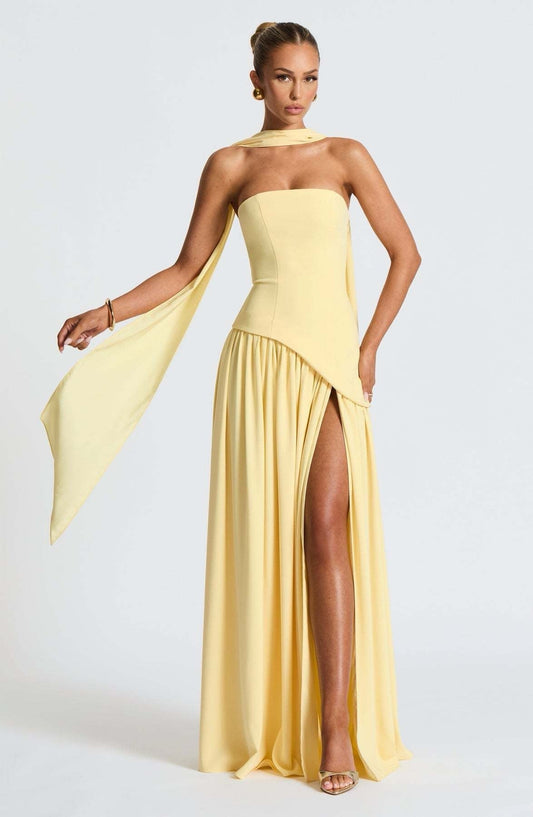 Cocktail Maxi Dress in Yellow – Henrietta by Maravesse