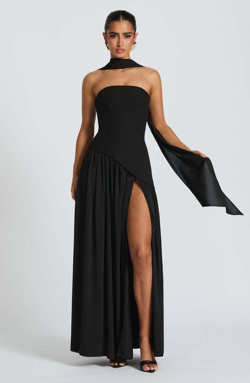 Cocktail Maxi Dress in Black – Henrietta by Maravesse