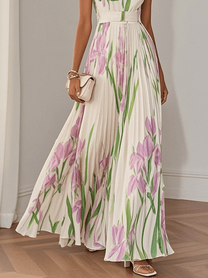 Floral Pleated Maxi Dress – Adeline by Maravesse (2)
