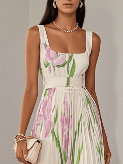 Floral Pleated Maxi Dress – Adeline by Maravesse (3)
